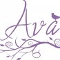 Custom Name with Modern Branch and Birdie Decal Sticker Wall Art Graphiv Child Nursery