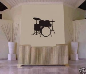 DRUM SET Wall Mural Decal Sticker MUSIC DRUMS DRUMMER