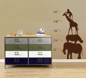 Safari Growth Chart Sticker Wall Decal Nursery Baby Boy Girl Teen Zoo Room