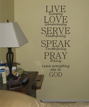 LIVE SIMPLY decal sticker wall sticker beautiful words god religion nice