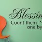 BLESSINGS count them one by one decal sticker wall beautiful quote words