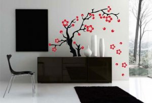 BIG Cherry Tree Decal Wall Sticker Art Sakura Flowers Asian Tattoo Graphic Home Decor