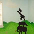 STACKED SAFARI ANIMALS STICKER WALL DECAL BABY BOY GIRL ROOM NURSERY