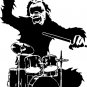 MONKEY DRUMMER DECAL WALL STICKER MUSIC PUNK KIDS TEEN INSTRUMENT FUNNY