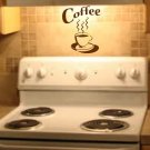 Coffee Cup Wall Decal Sticker Morning Breakfast Shop Home Decor Art