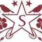 Custom Star Monogram Decal Wall Sticker Birds Nature Married Last Name Vinyl Graphic Art