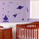 Space Rockets And Planets Set Sticker Wall Decal Kid Boy Baby Teen