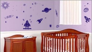 Space Rockets And Planets Set Sticker Wall Decal Kid Boy Baby Teen