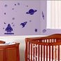 Space Rockets And Planets Set Sticker Wall Decal Kid Boy Baby Teen