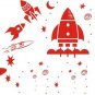 Space Rockets And Planets Set Sticker Wall Decal Kid Boy Baby Teen