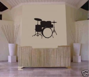DRUM SET Wall Mural Decal Sticker Music Drums Drummer Band Drumstick Percussion