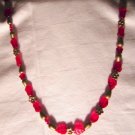 Numbered Hand Crafted 26" Mix Ruby ,Brass, Leaves, Star, Flowers Necklace. Price 24.95