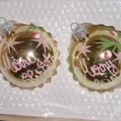 2 Hand Decorated Glass Ornaments "Merry Cmas" written in script, Snow Flakes, Etc. Price: 2.95