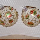2 Hand Decorated Glass Ornaments Gold, Green, Red Ornaments painted  Price: 2.95