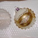 1 Hand Decorated Glass Ornaments Ribbon and Bows painted in Gold Price: 1.50