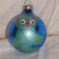 HandCrafted Blue Glass Cmas Ball Ornament w/Green Panda Bear Design Price: 3.95