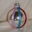 HandCrafted Silver Glass Christmas Ball Ornament w/Multi Color Ribbin Design Price: 3.95