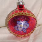 HandCrafted Red Glass Christmas Ball Ornament w/Flower Design Price: 3.95