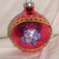HandCrafted Red Glass Christmas Ball Ornament w/Flower Design Price: 3.95