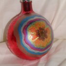 HandCrafted Red Glass Cmas Ball Ornament w/Flower wrapped in colors Design Price: 3.95