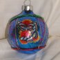 HandCrafted Blue Glass Cmas Ball Ornament w/Multi Butterfly Design