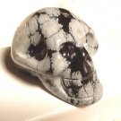Hand Carved Snowflake Obsidian Skull