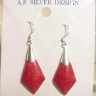 Red Bamboo Coral Sterling Silver Dangle Earrings