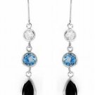 14K White Gold  Smoky Topaz Dangle Earrings Free Ship