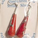 Bamboo Coral Sterling Silver Teardrop Earrings