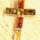 Tri Color Amber & Sterling Silver Cross Pendant Tri Color Amber & Sterling Silver Cross Pendant