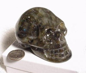 Large Hand Carved Labradorite Skull