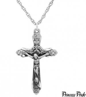 Princess Pride Sterling Silver Cross Pendant & Chain