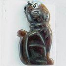 Hand Carved Tiger Eye Cat Pendant Necklace Hand Carved Tiger Eye Cat Pendant Necklace