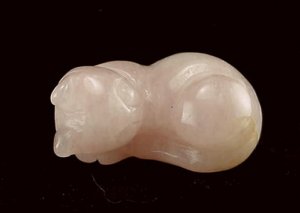 Hand Carved Rose Quartz Lying Sleeping Cat