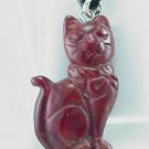 Hand Carved Red Jasper Cat Pendant Necklace Hand Carved Red Jasper Cat Pendant Necklace