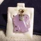 14K Gold LavenderJade Elephant Pendant