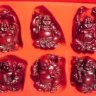 Set 6 Red Resin Buddha 2-3"