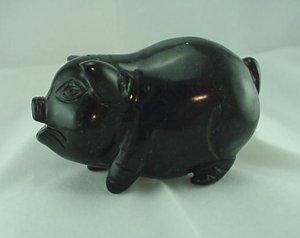 Hand Carved Black Jade PIG