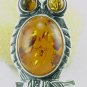 Baltic Amber Sterling Silver OWL Pin  Brooch