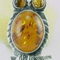 Baltic Amber Sterling Silver OWL Pin  Brooch
