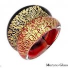 GENUINE MURANO GLASS Made in Italy 24k Ring 6
