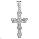Large Sterling Silver Cross Pendant Cubic Zirconia 891