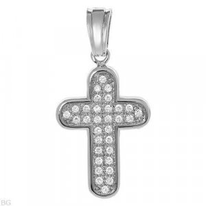 Large Sterling Silver Cross Pendant Cubic Zirconia 213