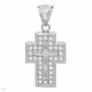 Large Sterling Silver Cross Pendant Cubic Zirconia 123 Large Sterling Silver Cross Pendant Cubic Zirconia 123