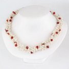 Genuine RED GARNETS BRIOLETTE Freshwater Pearl Necklace