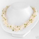 Genuine PERIDOT BRIOLETTES Freshwater Pearl Necklace