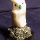 Hand Carved Agate OWL on Pyrite