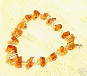 Baltic Amber Sterling Silver Nugget Bracelet