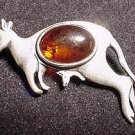 Baltic Amber Sterling Kangaroo Pin