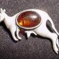 Baltic Amber Sterling Kangaroo Pin